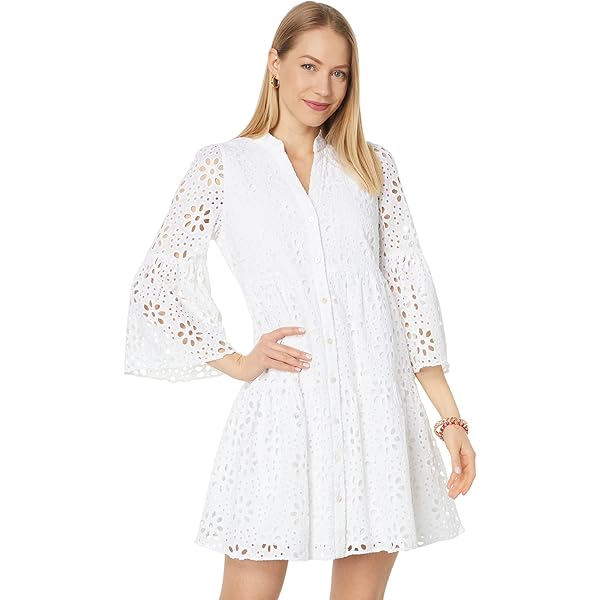 (取寄) リリー ピュリッツァー レディース ドレス Lilly Pulitzer women Mamie Dress Resort White Out To Sea Eyelet Lilly Pulitzer Women's Mamie Dress, Resort White Out to Sea Eyelet
